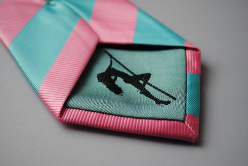 pink and light blue barber stripe tie