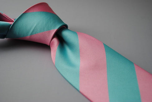 pink and light blue barber stripe tie