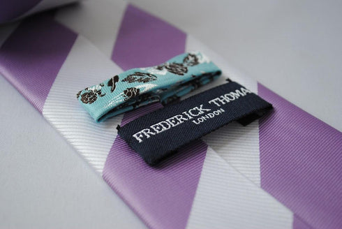 lilac purple and white barber striped design tie