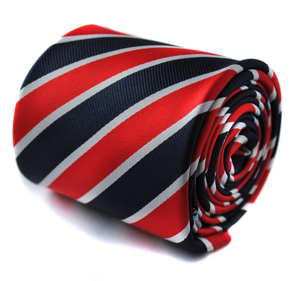 navy tie with red and white stripes