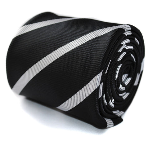 black tie with white stripes
