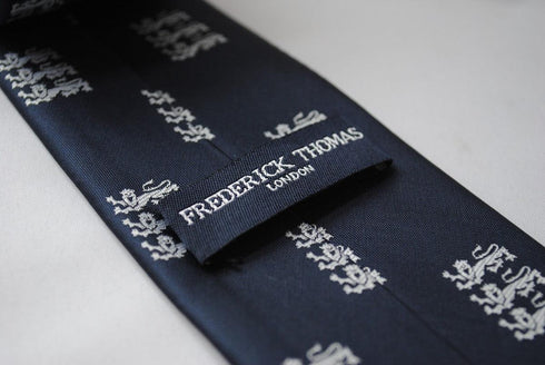 navy with three lions design tie