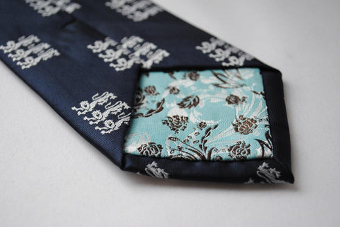 navy with three lions design tie