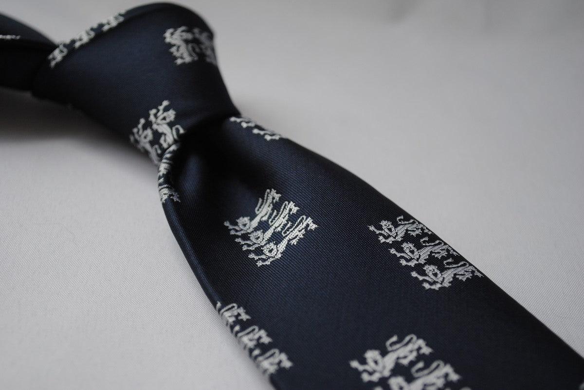 Frederick Thomas Navy Blue Tie With Embroidered Horse Jockey Design - Men's Designer Ascot Racing Style 10 thumbnail image