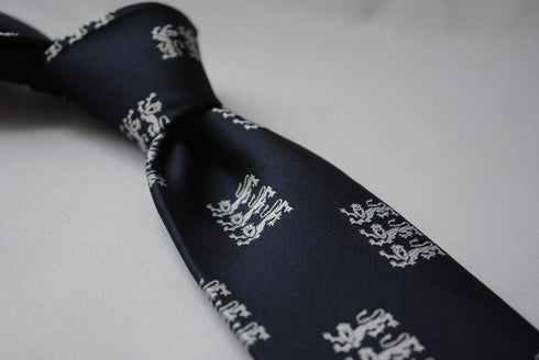 navy with three lions design tie