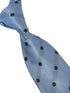 light blue tie with black polka dots