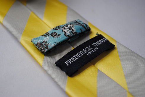 yellow and grey barber striped design tie