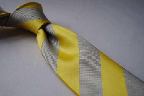 yellow and grey barber striped design tie