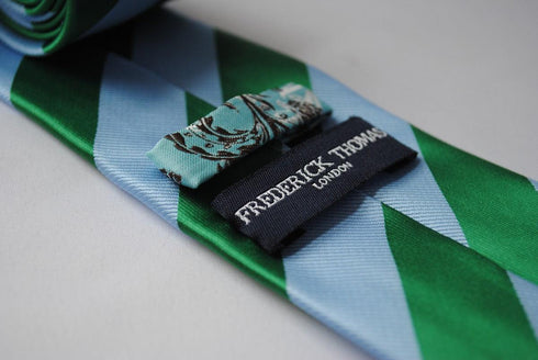 light blue and green barber striped design tie