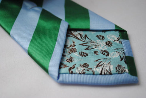 light blue and green barber striped design tie