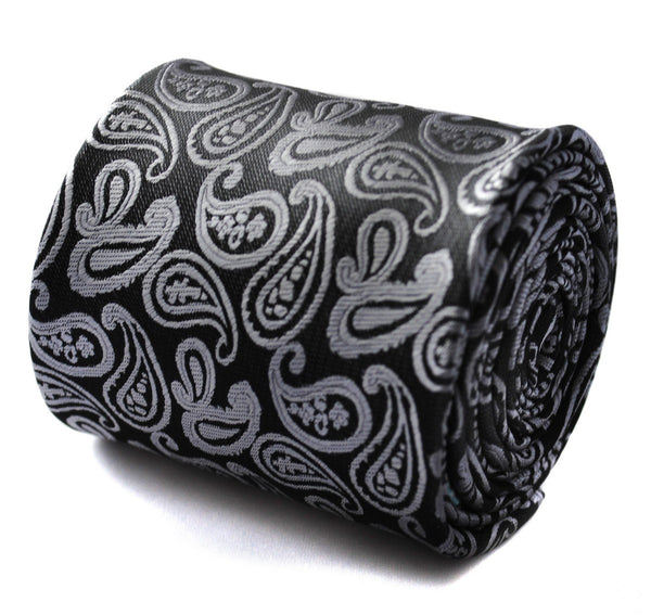 black and silver paisley design tie