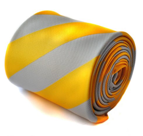 yellow gold and silver grey barber striped design tie