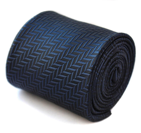 plain navy blue herringbone tie