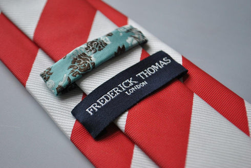 red and white barber striped tie