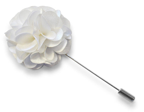 white floral lapel pin