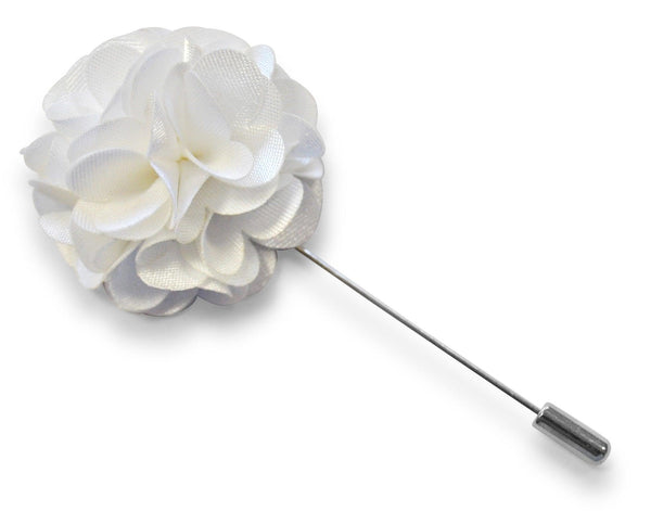 white floral lapel pin