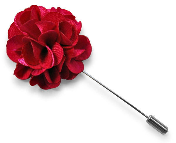 red claret floral lapel pin