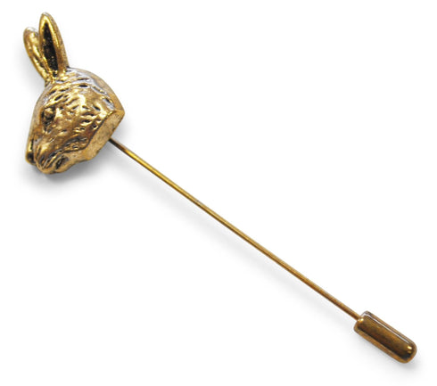 brass coloured rabbit head lapel pin