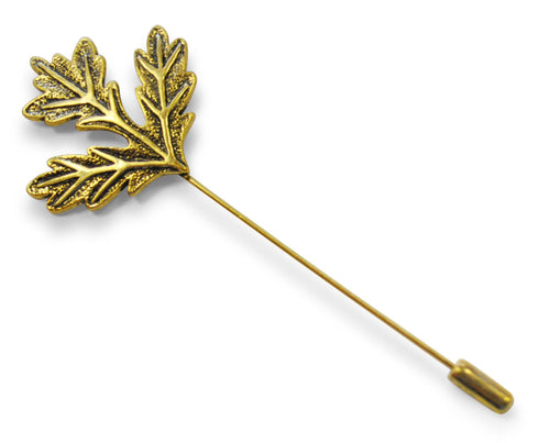 gold coloured maple leaf branch style lapel pin