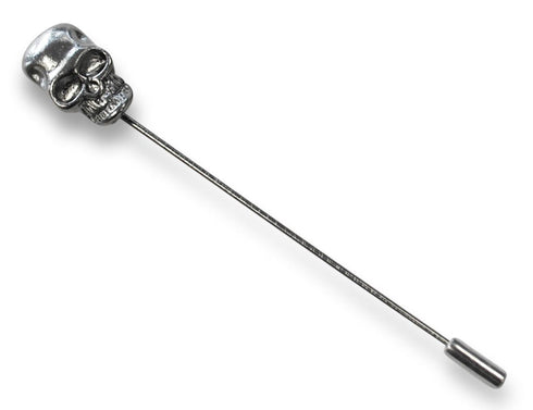 silver coloured skull lapel pin