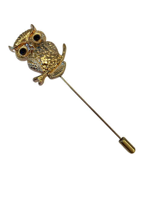 owl gold coloured lapel pin