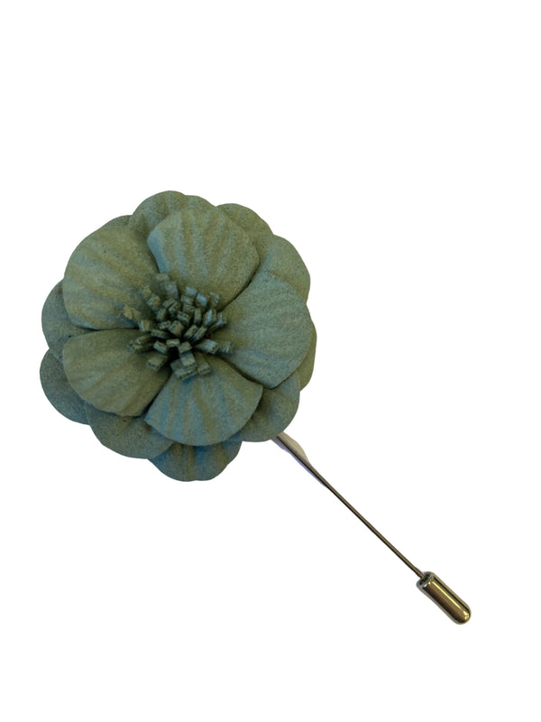 sage green floral lapel pin