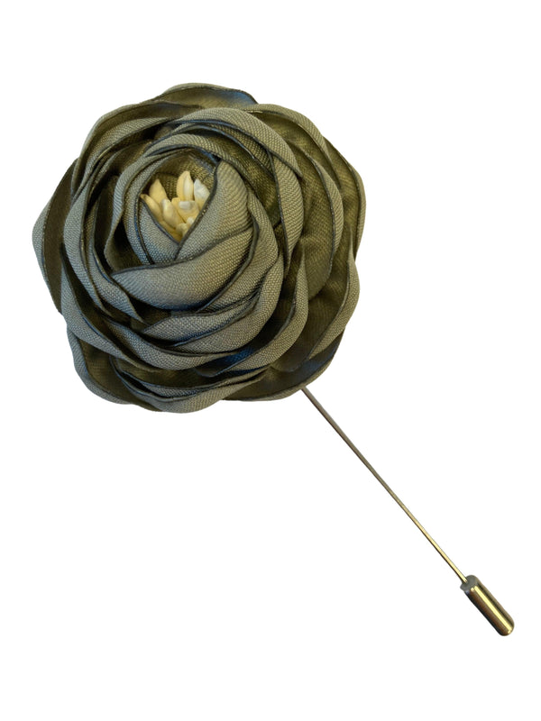 sage green floral lapel pin