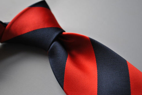 red and navy barber striped tie