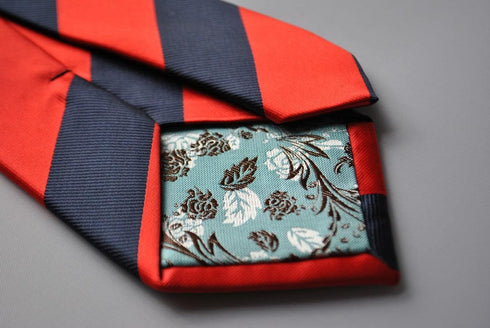 red and navy barber striped tie