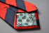 red and navy barber striped tie
