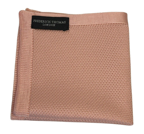 Salmon Pink Knitted Pocket Square
