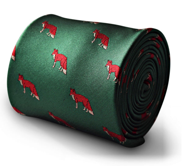 dark green tie with hunting fox design