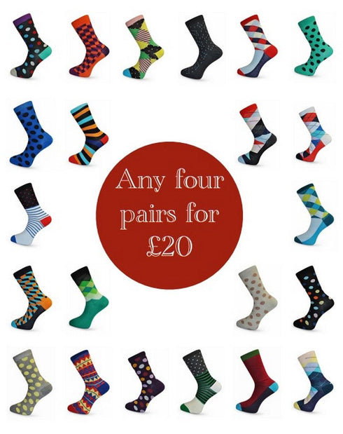 white mens socks with dog design