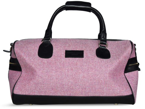 Pink tweed weekend bag and matching tweed wash bag