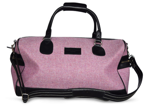 Pink tweed weekend bag and matching tweed wash bag