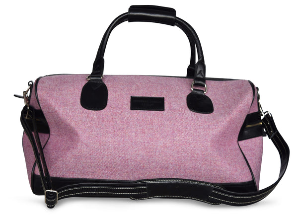 Pink tweed weekend bag and matching tweed wash bag