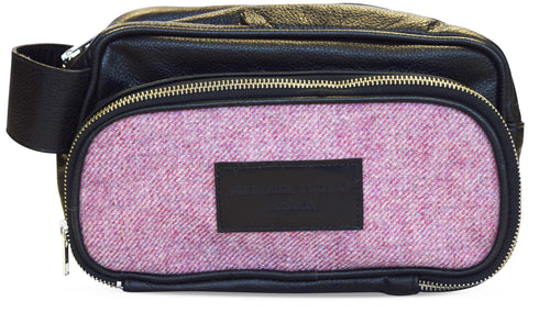 Pink tweed weekend bag and matching tweed wash bag