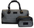 Grey tweed weekend bag with white check and matching wash bag