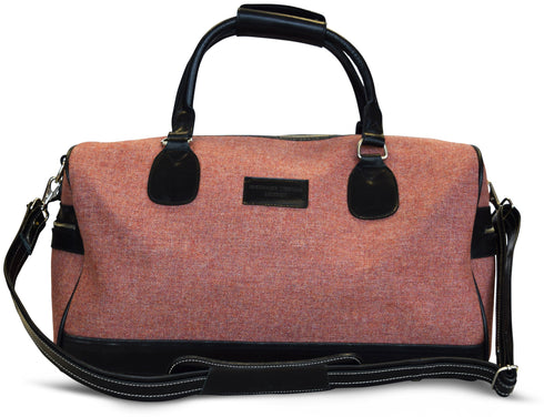 Peach tweed weekend bag and matching wash bag