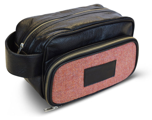 Peach tweed weekend bag and matching wash bag