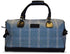 Blue windowpane tweed weekend bag with matching wash bag