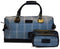 Blue windowpane tweed weekend bag with matching wash bag