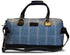 Blue windowpane tweed weekend bag with matching wash bag