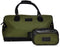 Olive green tweed weekend bag with matching wash bag