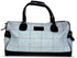 Light blue windowpane tweed weekend bag and matching wash bag