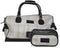 Ivory windowpane tweed weekend bag with matching wash bag