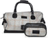Ivory windowpane tweed weekend bag with matching wash bag