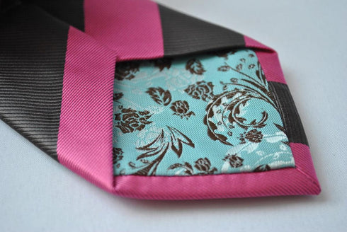 pink and grey barber striped tie