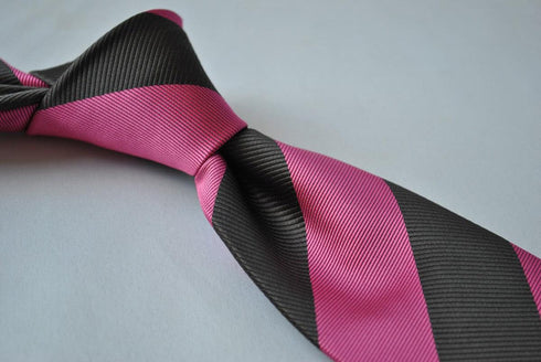 pink and grey barber striped tie