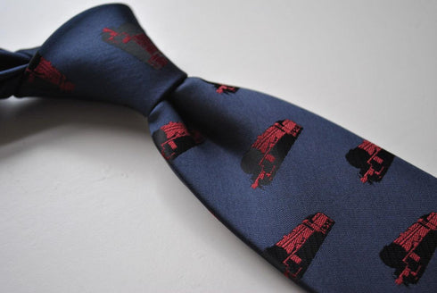 grey/blue tie with train design